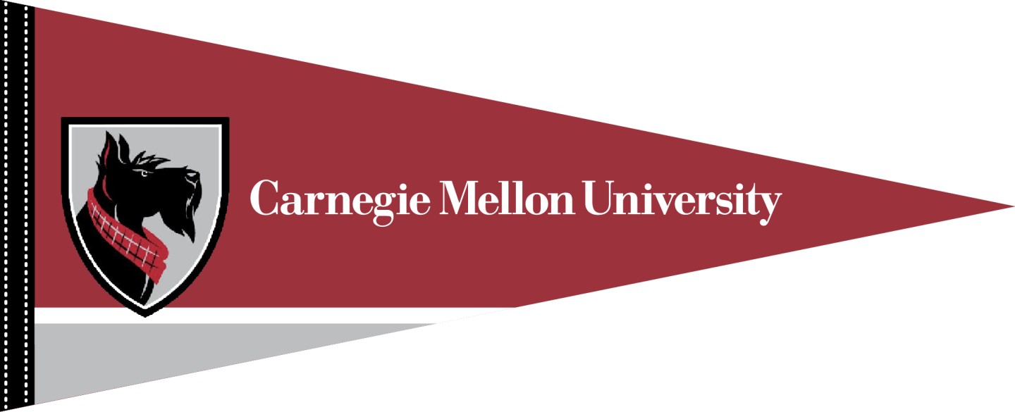 Carnegie Mellon Tartans pennant with the Scotty dog logo on the left and "Carnegie Mellon University" on a red background.