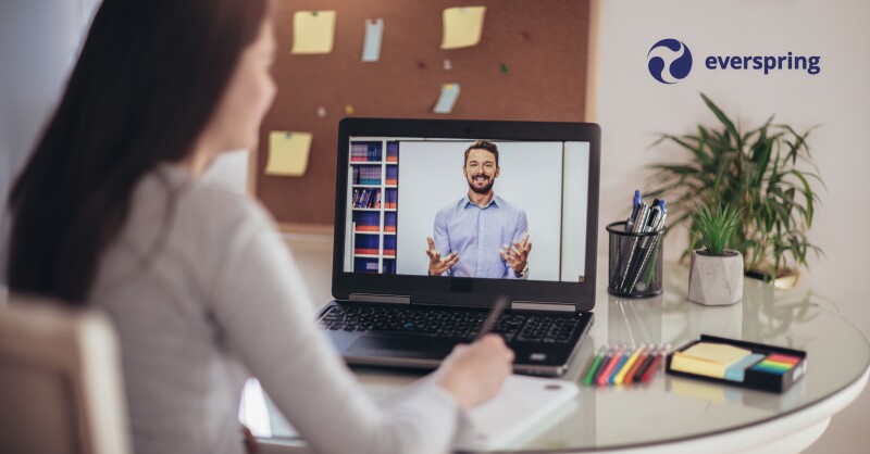 student watching lesson online and studying from home