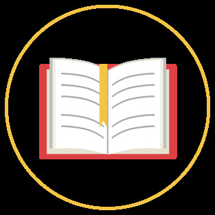 open book with bookmark circled in red