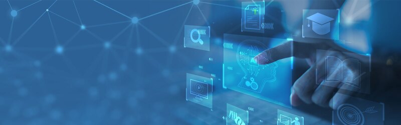 Digital learning concept feature business technologies while displaying a popular form of machine learning.