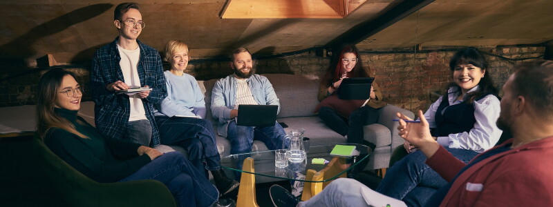 Leaders of a nonprofit enjoy a collaborative meeting