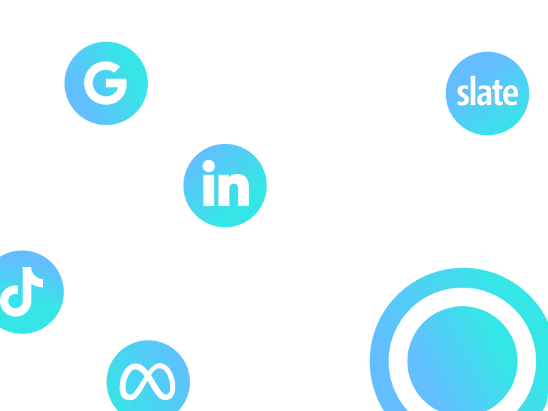 Various social media applications connected with dotted lines