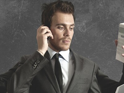 Multitasking businessman