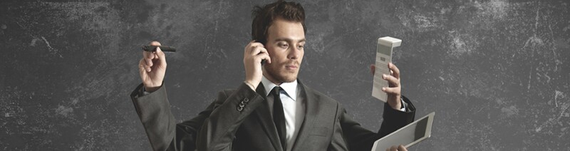 Multitasking businessman
