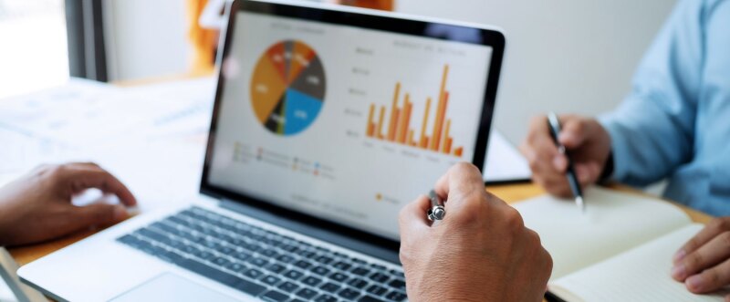 human on laptop managing their portfolio