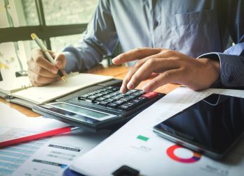 Man practicing financial concepts