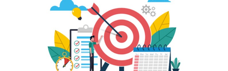 Multicolor graphic shows an arrow in a target's bullseye.