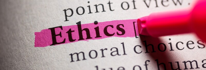 Ethics definition highlighted on a page