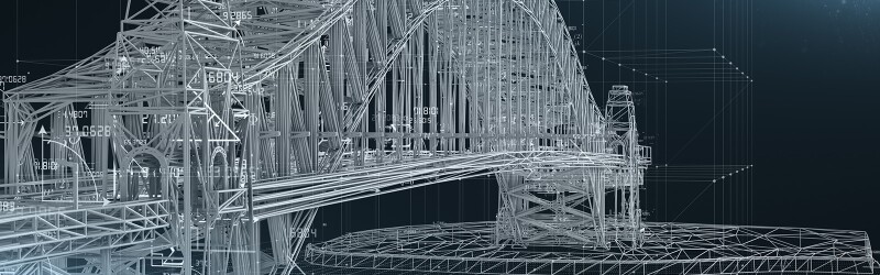 A blueprint plan of a bridge.