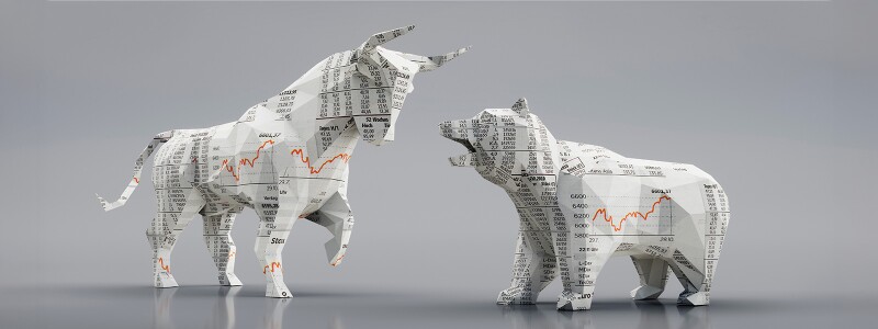 Bull and bear textured with stock market graphics