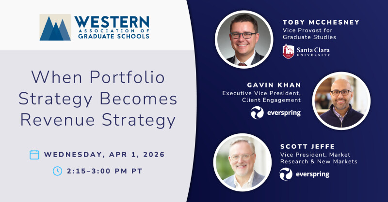 Webinar flyer: “When Portfolio Strategy Becomes Revenue Strategy,” Apr 1, 2026, 2:15–3:00 PM PT, featuring Toby McChesney, Gavin Khan, Scott Jeffe.