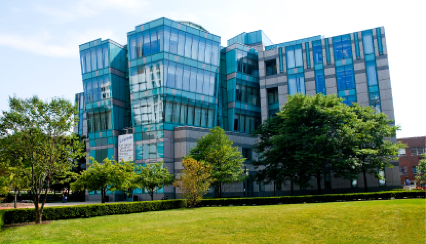 Close-up of the CWRU campus building.