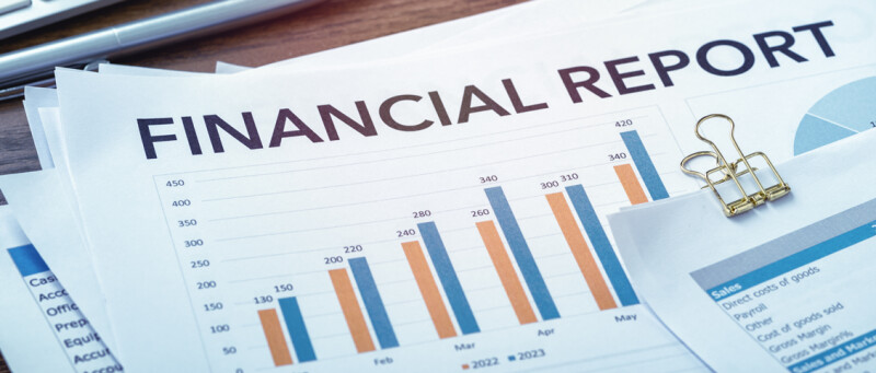 financial report displaying bar graph