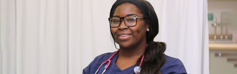 Portrait of a happy African American female healthcare professional
