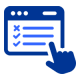 Checklist in browser window with finger pointing