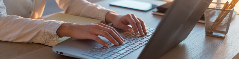 Student working on laptop