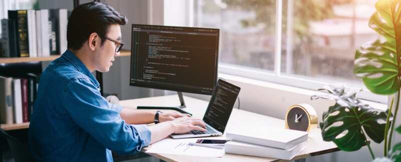 Tech worker in home office