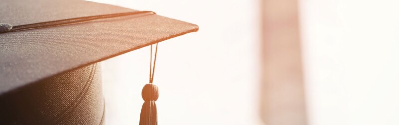 Close up of graduation cap during commencement success for graduates of the university.