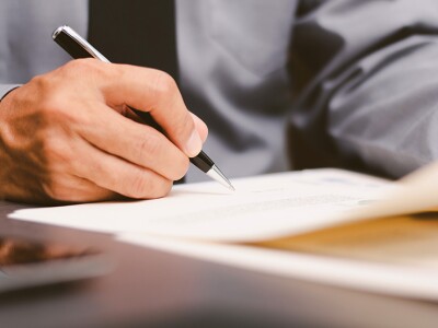 Accountant reviewing documents