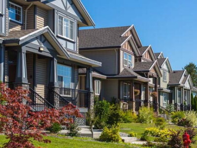 Row of homes in the spring