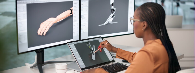 A biomedical engineer designs a prosthetic leg