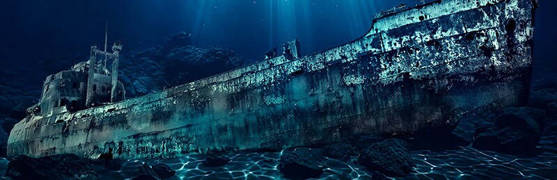 Underwater wreckage of the RMS Titanic