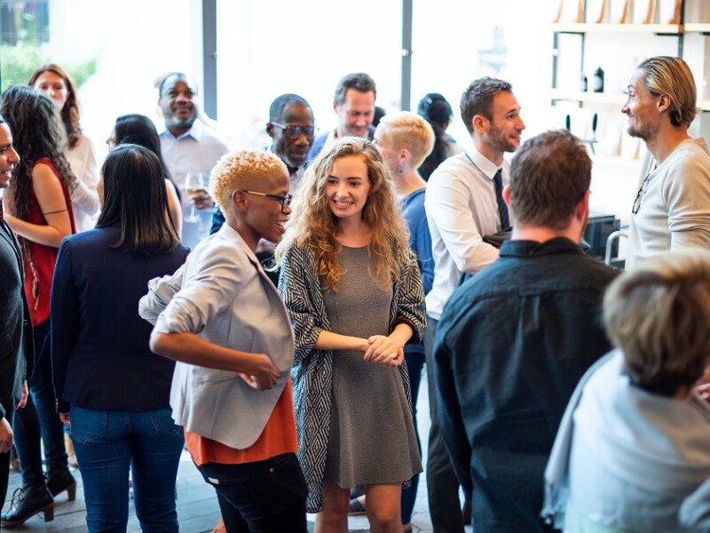 Diverse group at a professional networking event