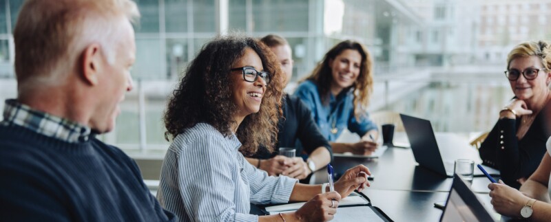 Corporate HR coworkers having corporate compliance meeting