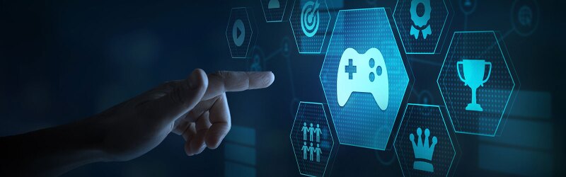 individual pointing to an interface displaying game controller