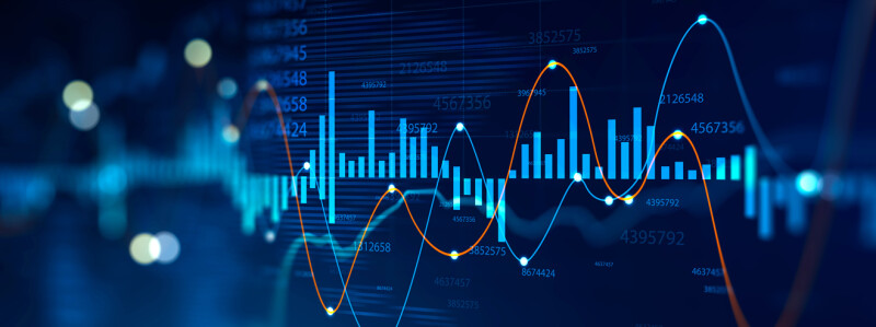 Chart moving upward with data