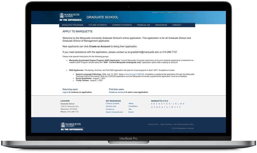 Marquette application portal