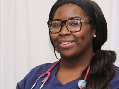 Portrait of a happy African American female healthcare professional