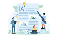 A group of people interacting with an assignment
