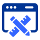 Pencil crossed with ruler in browser window