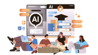 A group of students in front of an AI interface
