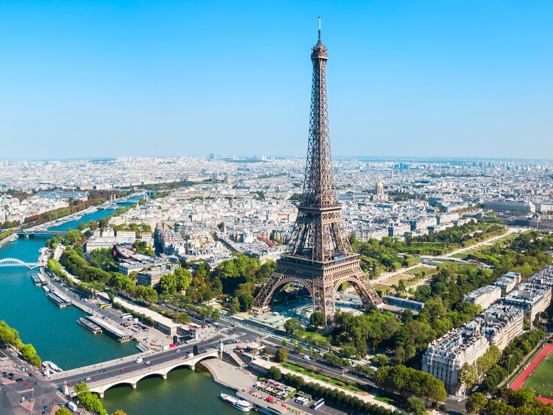 Eiffel Tower aerial view, Paris