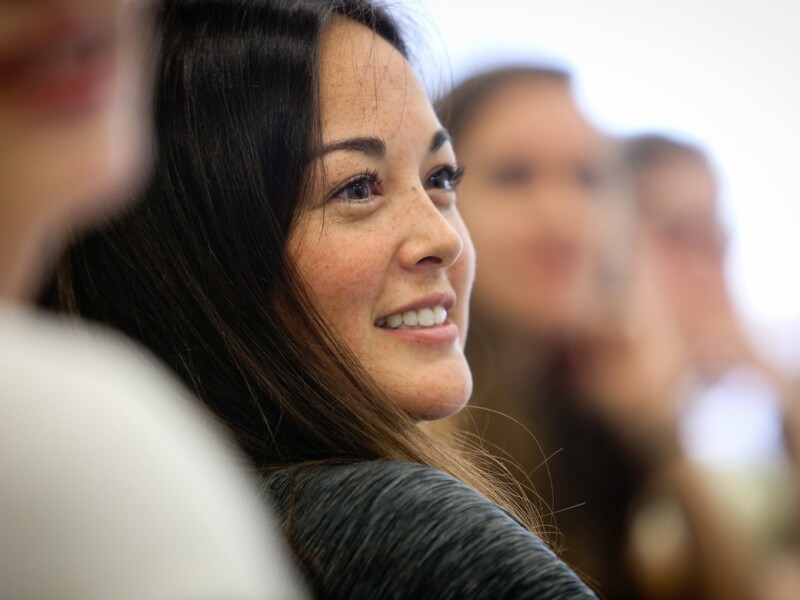 Female student in class