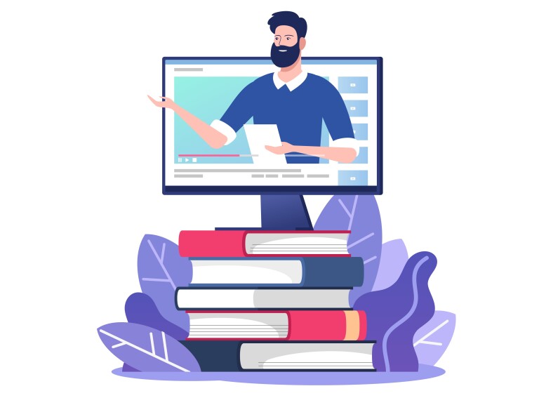 A computer screen displaying an instructor's lecture video