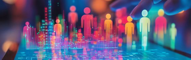 people shape set in figures on a color screen