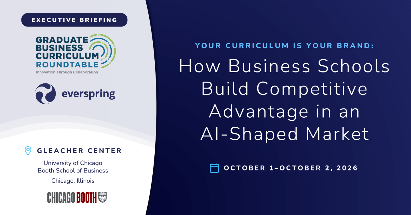 Executive briefing on AI-shaped business education, Oct. 1–2, 2026, at Chicago Booth.