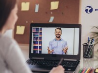 student watching course lesson online and studying from home