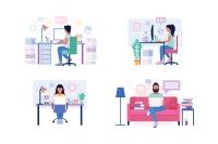 A group of students working on laptops