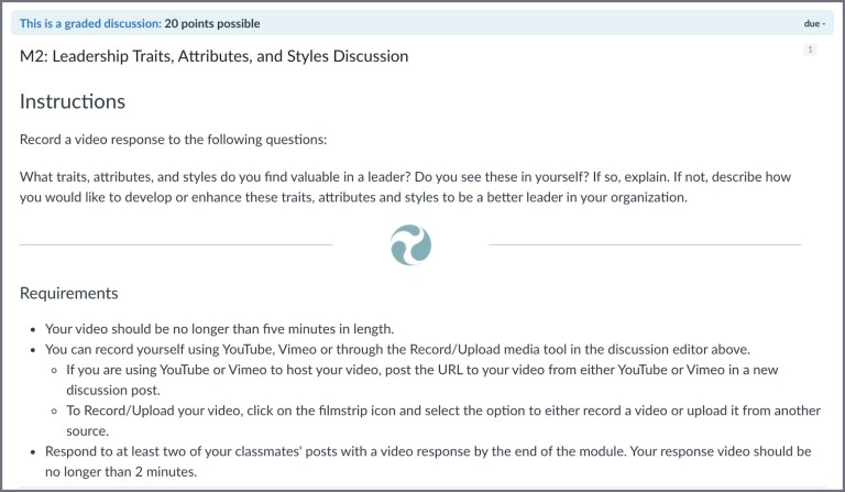 Screenshot of Canvas assignment instructions.