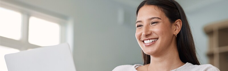 Young woman using laptop