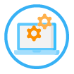 Icon of a laptop with two gears