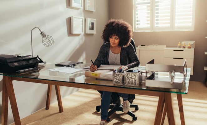 Woman working from home