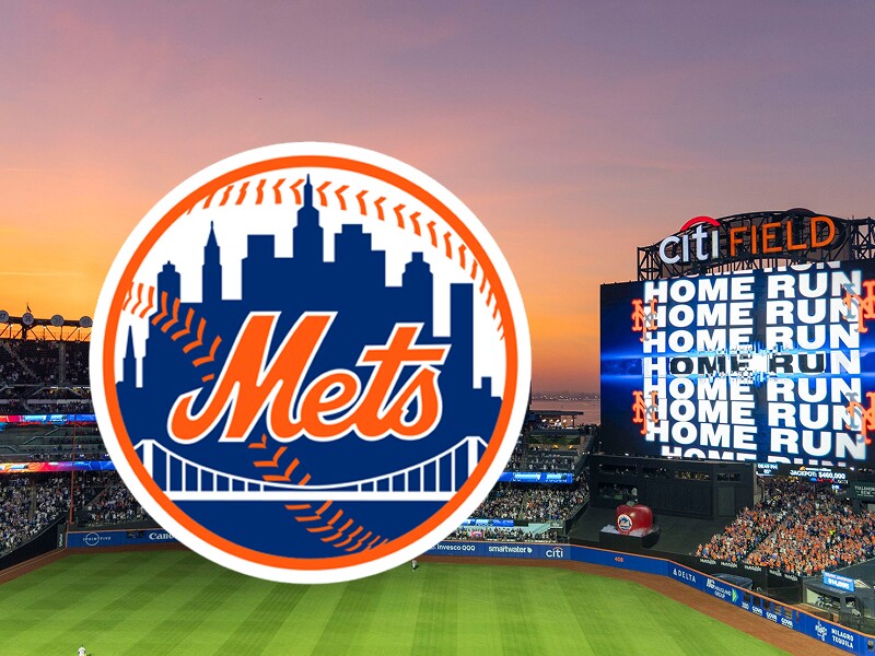 New York Mets logo overlayed Citi Field