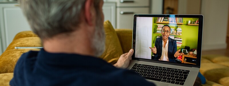 Telehealth counseling session.