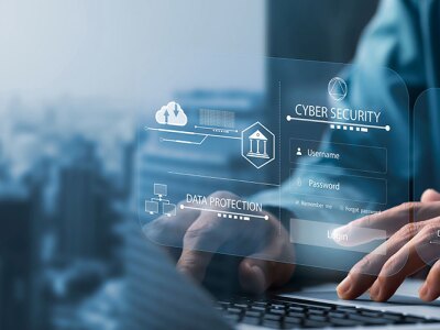 interface displaying person using data protection to safely log into system