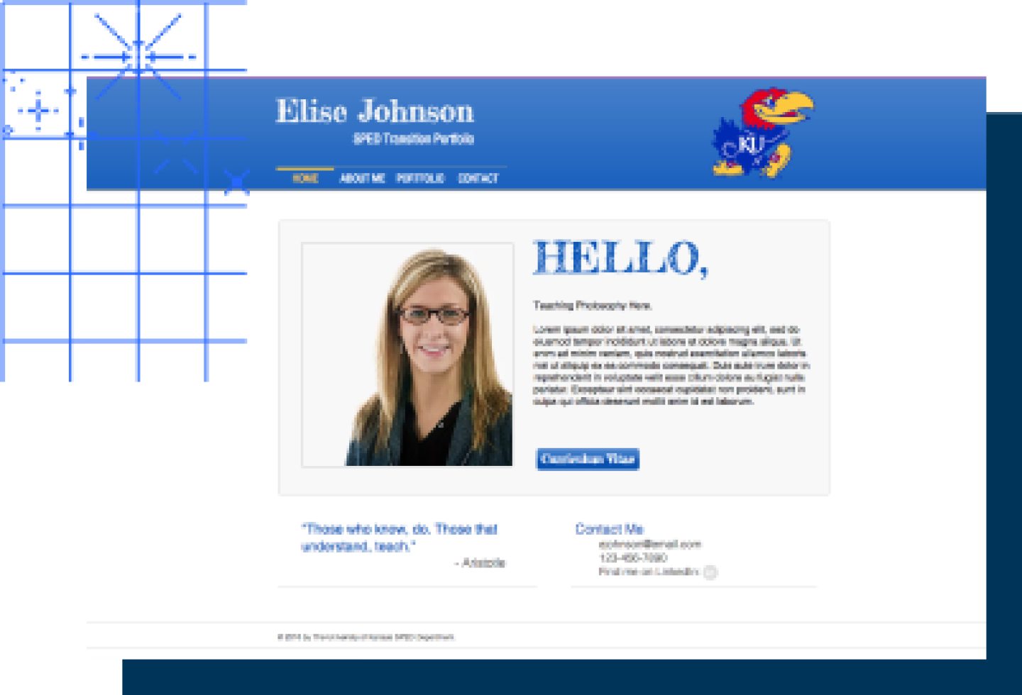 Screenshot of Elise Johnson's Transition Portfolio.
